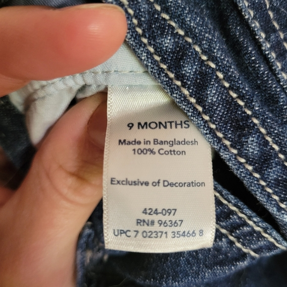 Denim Overall Shorts for Kids, Size: 6-9 Months - Picture 8 of 11